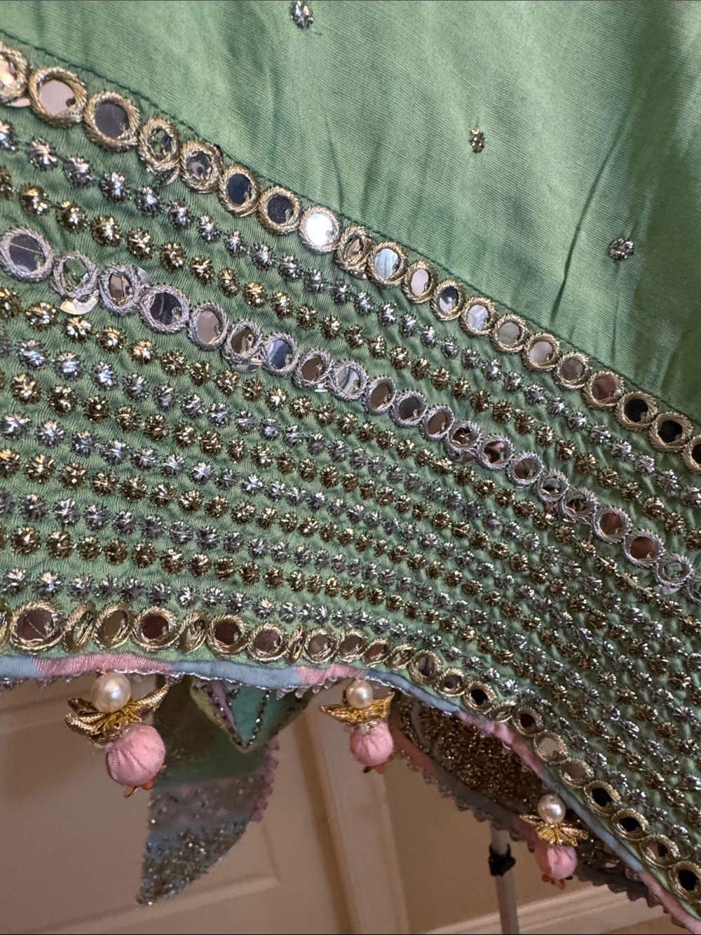 Khaadi Khaas mukaish work gorgeous pastel colors embellished dress. Size 14 - Picture 3 of 16
